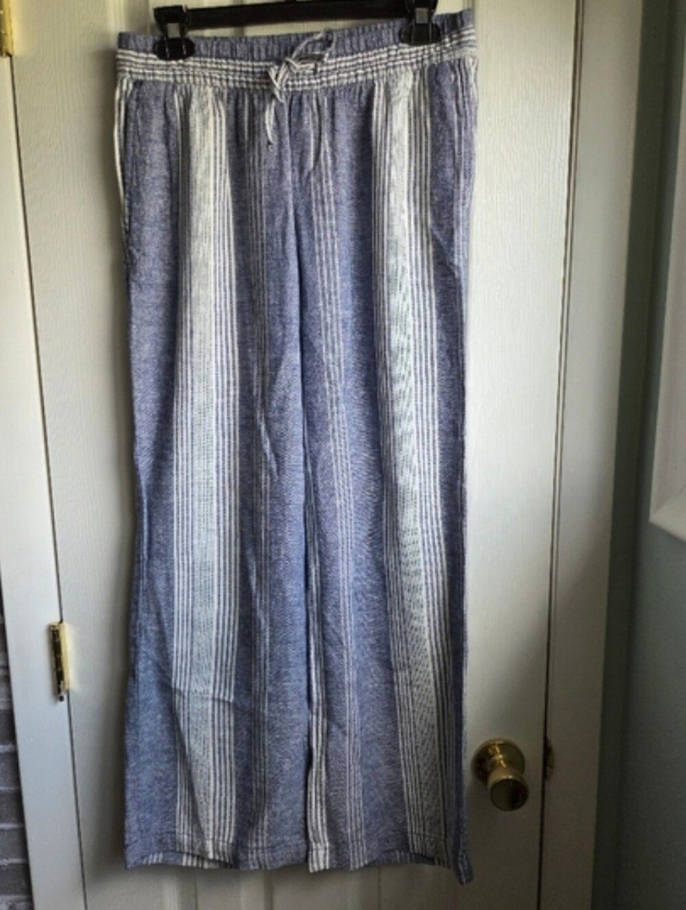 Old Navy Striped Drawstring Wide-Leg Pants - Blue & White